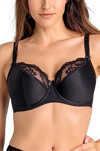 Teyli Damen BH mit Bügel - BH Halbgepolstert Bra - BH Grosse Grössen - BH Große Brüste - Komfort Starker Halt BH - Damen BHS Frauen Bra Schwarz 100B von Teyli