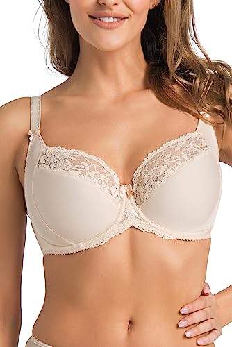 Teyli BH Damen - Minimizer BH mit Bügel - BH Grosse Grössen - BH Große Brüste - Komfort Starker Halt BH - Damen Bügel Minimizer - BH Damens Frauen Bra Beige 75C von Teyli