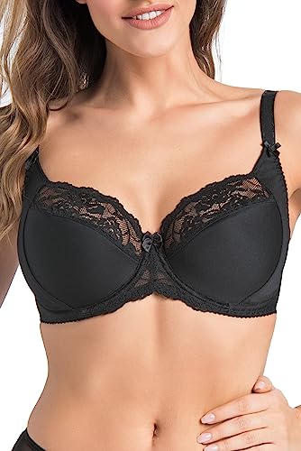Teyli BH Damen - Minimizer BH mit Bügel - BH Grosse Grössen - BH Große Brüste - Komfort Starker Halt BH - Damen Bügel Minimizer - BH Damens Frauen Bra Schwarz 90K von Teyli