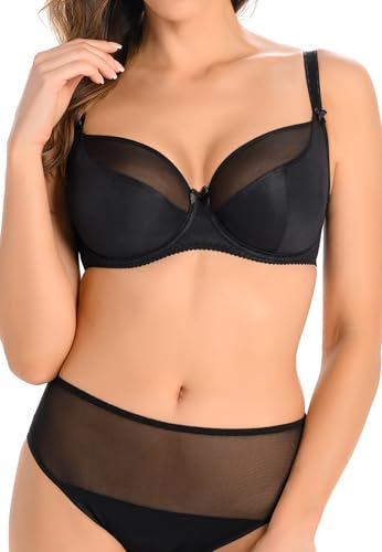 Teyli BH Damen - alltagstauglicherc Bügel Grössen - BHS Große Brüste - Damen BHS Frauen Bra mit verstellbaren Trägern und Häkchenverschluss hinten - Super Bequemer Netz-BH von Teyli