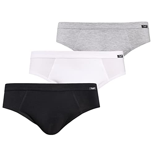 Teyli Baumwollslips für Männer - Herren Slip Unterhosen - Atmungsaktive Baumwollslips für Herren 3er Toni Black-White-Gray L von Teyli