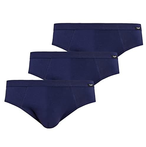 Teyli Baumwollslips für Männer - Herren Slip Unterhosen - Atmungsaktive Baumwollslips für Herren 3er Toni Blau XL von Teyli