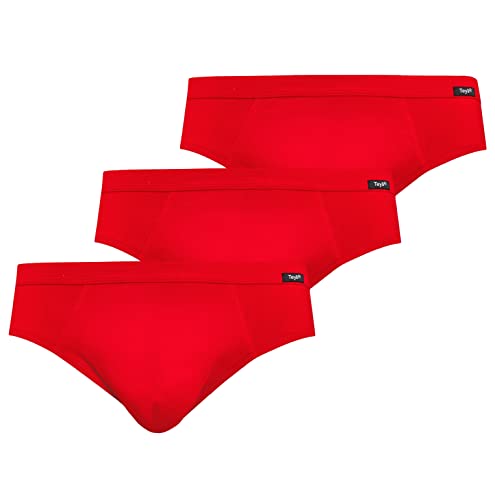 Teyli Baumwollslips für Männer - Herren Slip Unterhosen - Atmungsaktive Baumwollslips für Herren 3er Toni Rot XL von Teyli