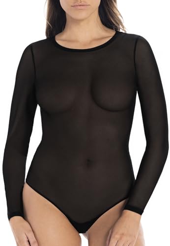 Teyli Body Damen Langarm - Langarm Bodysuit für Damen - Damen Body Langarm - Body Langarm Damen - Langarmbody Damen - Langarm Body Damen Sophie Schwarz S von Teyli