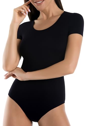 Teyli Bodysuit Women Damen Body Elegant - Mesh Top Body Damen Elegant - Sexy Body Damen aus Viskose und Mesh mit Zusatz von Lycra-Faser Schwarz M von Teyli