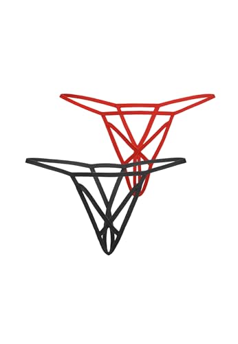 Teyli 2er Pack Damen Ouvert Tanga - Tanga String mit Streifen - String Tanga für die mutige Frau - Strings Damen von Teyli