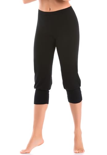 Teyli Damen 3/4 Baumwolle Leggings Comforto Schwarz L von Teyli