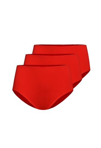 Teyli Slip Damen 3er Pack Baumwolle zum Kaschieren von Unvollkommenheiten - Bikinis & Taillenslips für Damen - Slips Baumwolle Frauen - Pantys Cotton Women Rot XXL von Teyli