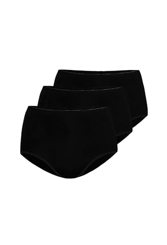 Teyli Slip Damen 3er Pack Baumwolle zum Kaschieren von Unvollkommenheiten - Bikinis & Taillenslips für Damen - Slips Baumwolle Frauen - Pantys Cotton Women Schwarz XXL von Teyli