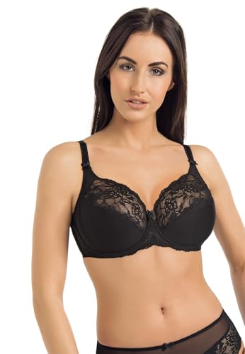 Teyli Damen BH - Minimizer BH mit Bügel - BH Grosse Grössen - BH Große Brüste - Komfort Starker Halt BH - Damen Bügel Minimizer - Damen BHS Frauen Bra Schwarz 70F von Teyli