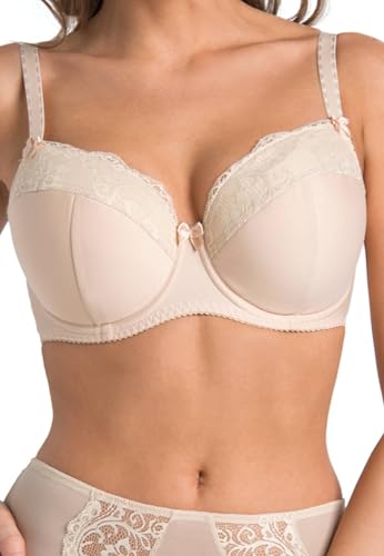 Teyli Damen BH mit Bügel - BHS Gepolstert - BH Grosse Grössen - Bra Große Brüste - Komfort Starker Halt Bra - Damen BHS Frauen Bramit Spitzenbesatz und markantem Rosenmotiv von Teyli