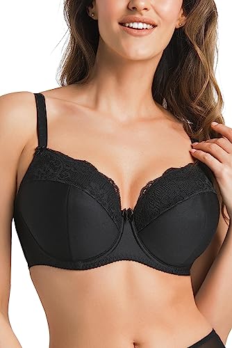Teyli Damen BH mit Bügel - BHS Gepolstert - BH Grosse Grössen - Bra Große Brüste - Komfort Starker Halt Bra - Damen BHS Frauen Bramit Spitzenbesatz und markantem Rosenmotiv von Teyli