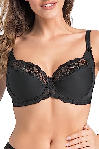 Teyli BH Damen - Minimizer BH mit Bügel - BH Grosse Grössen - BH Große Brüste - Komfort Starker Halt BH - Damen Bügel Minimizer - BH Damens Frauen Bra Schwarz 115C von Teyli