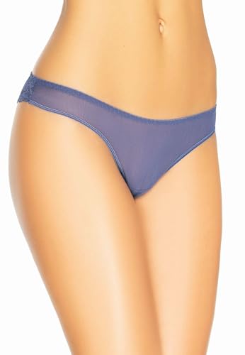 Teyli Damen Brazilian Slip Mesh Unterhosen mit Spitze Lacea Blau M von Teyli