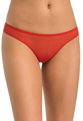 Teyli Damen Brazilian Slip Mesh Unterhosen mit Spitze Lacea Rot S von Teyli
