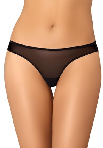 Teyli Damen Brazilian Slip Mesh Unterhosen mit Spitze Lacea Schwarz XS von Teyli