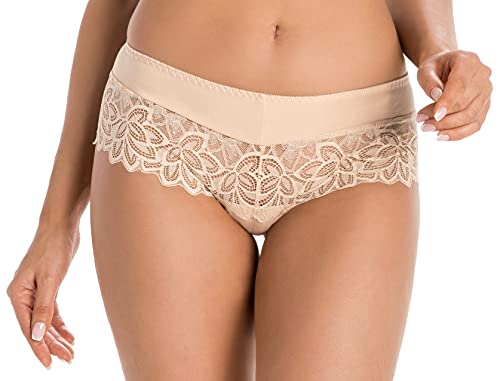 Teyli Damen Brazilian Slip aus Baumwolle mit Spitze Eco Exclusive Beige XL von Teyli