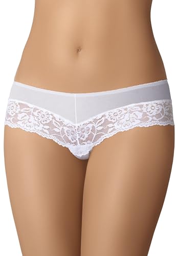 Teyli Damen Brazilian Slip aus Baumwolle mit Spitze Weiß M von Teyli