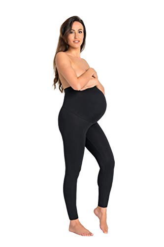 Teyli Umstandsleggings Umstands Leggings Damen Schwarz - Schwangerschaftsleggings Leggings Schwangerschaft - Schwangerschaftshose für Frauen aus Fester und hochwertiger Baumwolle Schwarz XXXXL von Teyli