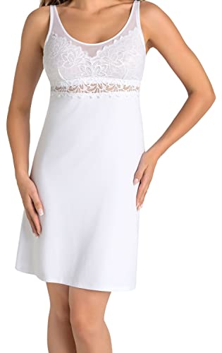 Teyli Damen Nachthemd mit Spitze Weiß 3XL von Teyli