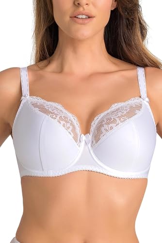Teyli Damen BH mit Bügel - BH Halbgepolstert Bra - BH Grosse Grössen - BH Große Brüste - Komfort Starker Halt BH - Damen BHS Frauen Bra Weiß 80C von Teyli