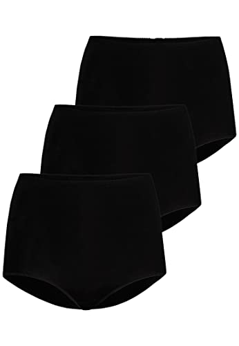Teyli 3er Pack Pantys Damen – Bequeme Slips mit Hohem Bund – Klassische Damen Unterwäsche für Jeden Tag – Weiche und Angenehme Unterhosen für Frauen – Komfortable Slipform Damen Schwarz L von Teyli