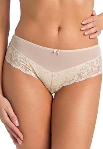 Teyli Damen Slip Mesh Unterhosen mit Spitze Amelia Beige S von Teyli