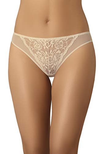 Teyli Slips Damen mit Spitzenbesatz – Damen Unterwäsche – Klassische Slip Frauen Mesh – Unterhosen mit Spitze – Bequem für den Täglichen Gebrauch zu Tragen Beige M von Teyli