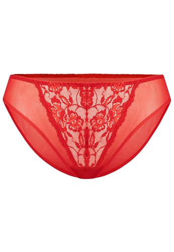 Teyli Damen Slip Mesh Unterhosen mit Spitze Rot 3XL von Teyli