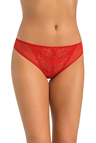 Teyli Slips Damen mit Spitzenbesatz – Damen Unterwäsche – Klassische Slip Frauen Mesh – Unterhosen mit Spitze – Bequem für den Täglichen Gebrauch zu Tragen Rot XXL von Teyli