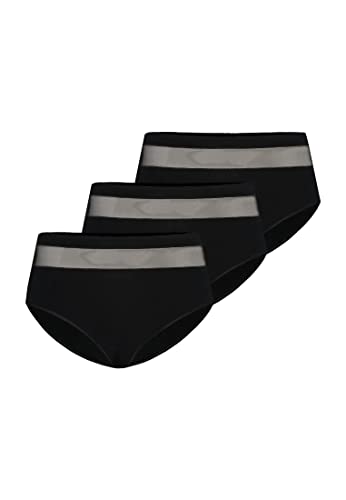 Teyli Damen Slip Taillenslip Baumwolle Hohe Taille 3er Pack Schwarz L von Teyli
