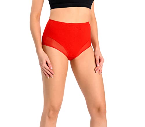 Teyli Damen Slip Taillenslip Baumwolle Hohe Taille Rot L von Teyli