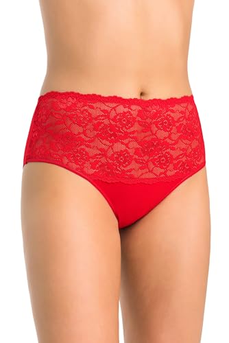 Teyli Unterwäsche Frauen Pantys Damen - Slips Damen-Unterhosen Damen Unterwäsche - Frauen Unterwäsche Baumwolle mit Spitze Blumenmotiv Rot M von Teyli