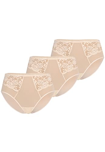 Teyli Unterwäsche Frauen Pantys Damen mit Hoher Taille - Slips Damen-Unterhosen Damen Unterwäsche - Frauen Unterwäsche Pantys Damen Slips 3er Pack Beige XL von Teyli