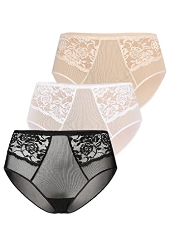 Teyli Unterwäsche Frauen Pantys Damen mit Hoher Taille - Slips Damen-Unterhosen Damen Unterwäsche - Frauen Unterwäsche Pantys Damen Slips 3er Pack 3XL von Teyli