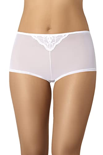 Teyli Unterwäsche Frauen Pantys Damen Hohe mit Mesh-Shorts - Slips Damen-Unterhosen Damen Unterwäsche - Frauen Unterwäsche Pantys Damen Slips mit Spitze Verziert Weiß S von Teyli