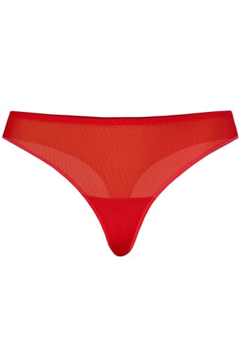 Teyli Damen String Slip – Bequeme Damenunterwäsche aus Mesh – String für Glatte Silhouette unter Kleidung - Strings & Tangas für Damen aus Transparentem Mesh Red M von Teyli