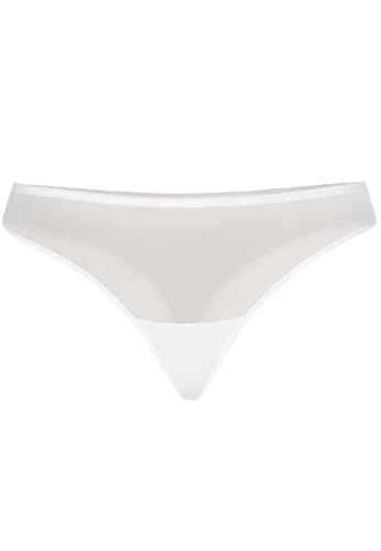 Teyli Damen String Slip – Bequeme Damenunterwäsche aus Mesh – String für Glatte Silhouette unter Kleidung - Strings & Tangas für Damen aus Transparentem Mesh Weiß XL von Teyli