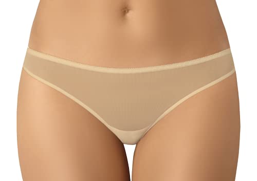 Teyli Unterwäsche Frauen Pantys Damen Gittergewebe - Slips Damen-Unterhosen Damen Unterwäsche - Frauen Unterwäsche Pantys Damen Slips - Schlichter Schnitt und Luftiges Mesh Beige M von Teyli