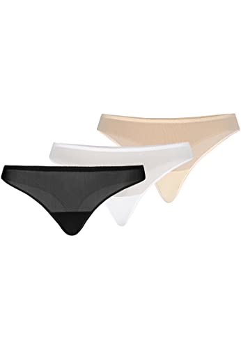 Teyli String Tanga Damen 3er Pack mit zarter verziert - Strings & Tangas für Damen aus Transparentem Mesh - Tange für Frauen Mehrfarbig L von Teyli