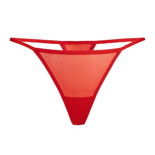 Teyli String Tanga Damen aus transparentem Mesh - Strings & Tangas für Damen aus Transparentem Mesh - Tanger Rot XXL von Teyli