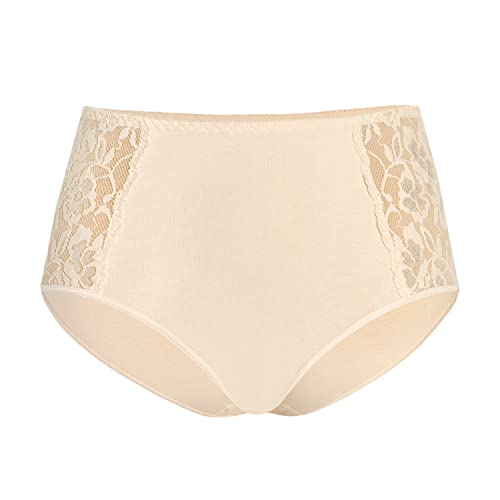 Teyli Unterwäsche Frauen Pantys Damen aus Hochwertiger Baumwolle - Slips Damen-Unterhosen Damen Unterwäsche - Frauen Unterwäsche Pantys Damen Slips mit Spitze Verziert Beige M von Teyli