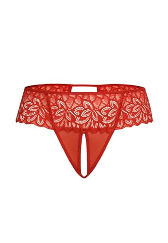 Teyli Damen Tanga String aus Spitze - String Tanga Damen String Damen - String Tanga Damen Dessous - Strings Damen Rot L/XL von Teyli