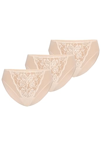 Teyli 3er Pack Unterwäsche Frauen Pantys Damen - Spitze Slips Damen-Unterhosen Damen Unterwäsche - Frauen Unterwäsche Pantys Damen Slips aus Transparentem Netz Beige 3XL von Teyli
