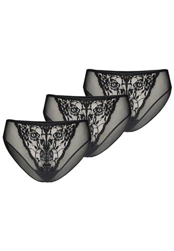 Teyli 3er Pack Unterwäsche Frauen Pantys Damen - Spitze Slips Damen-Unterhosen Damen Unterwäsche - Frauen Unterwäsche Pantys Damen Slips aus Transparentem Netz Schwarz XS von Teyli