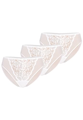 Teyli 3er Pack Unterwäsche Frauen Pantys Damen - Spitze Slips Damen-Unterhosen Damen Unterwäsche - Frauen Unterwäsche Pantys Damen Slips aus Transparentem Netz Weiß M von Teyli