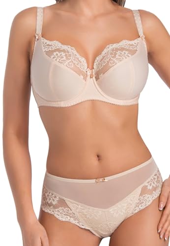 Teyli BH Bra Damen – BH Bügel - BH Grosse Grössen - BH Große Brüste - Komfort Starker Halt BH - Damen BHS Frauen Bra Beige 100F von Teyli