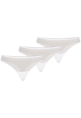 Teyli String Tanga Damen 3er Pack mit zarter verziert - Strings & Tangas für Damen aus Transparentem Mesh - Tange für Frauen Weiß M von Teyli