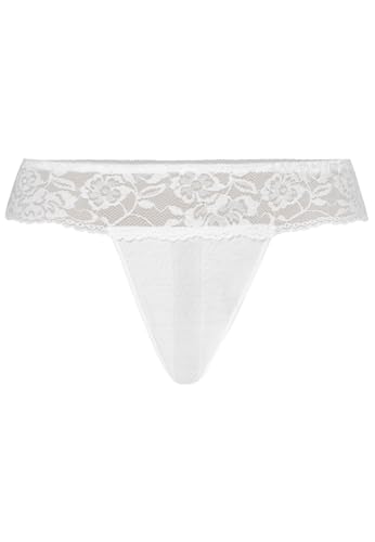 Teyli String Tanga Damen mit zarter Spitze verziert - Strings & Tangas für Damen aus Transparentem Mesh - Tanger (DE/NL/SE/PL, Alphanumerisch, L, Regular, Regular, Weiß) von Teyli
