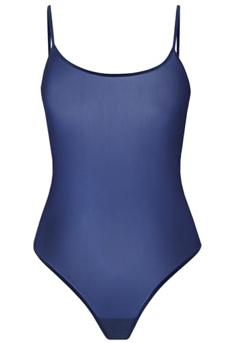 Teyli Stringbody Damen aus Netzmaterial - Bodysuit Women Spaghetti - String body Netz Frauen Spaghettiträger Blau XXL von Teyli